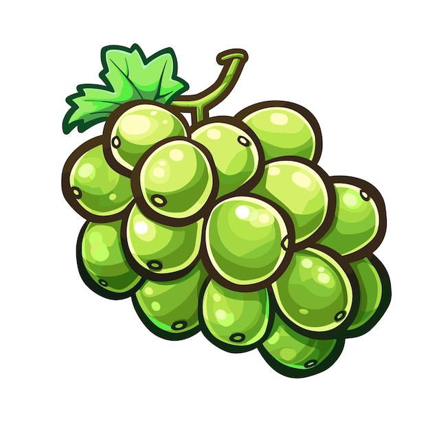 vector grape icon vector illustration of green grape with leaf isolated of white background wine grape logo symbol