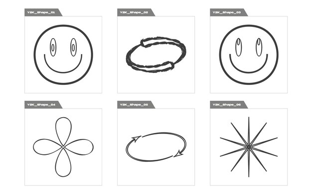 Vector Graphic Assets Set Brutalism star and flower shapes Elements for graphic decoration
