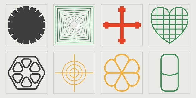 Vector Graphic Assets Set Retro futuristic graphic ornaments Cyberpunk elements