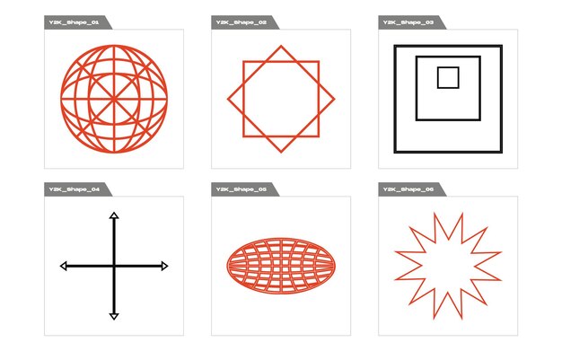 Vector Graphic Assets Set Retro futuristic graphic ornaments Modern abstract forms