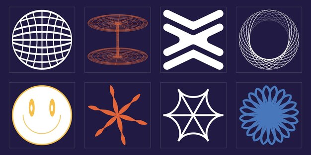 Vector Graphic Assets Set Trendy geometric postmodern figures Templates for notes posters