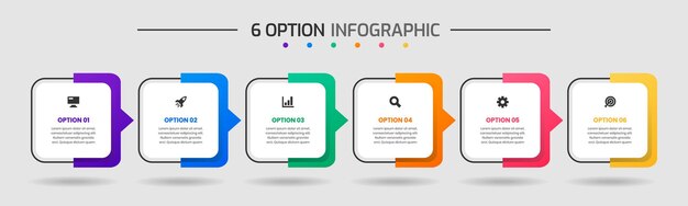 Vector Graphic of Infographic Element Design Templates with Icons and 6 Options
