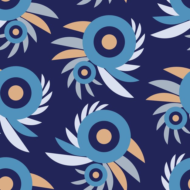 Vector graphic seamless pattern Circles and swirls on a blue background A simple background