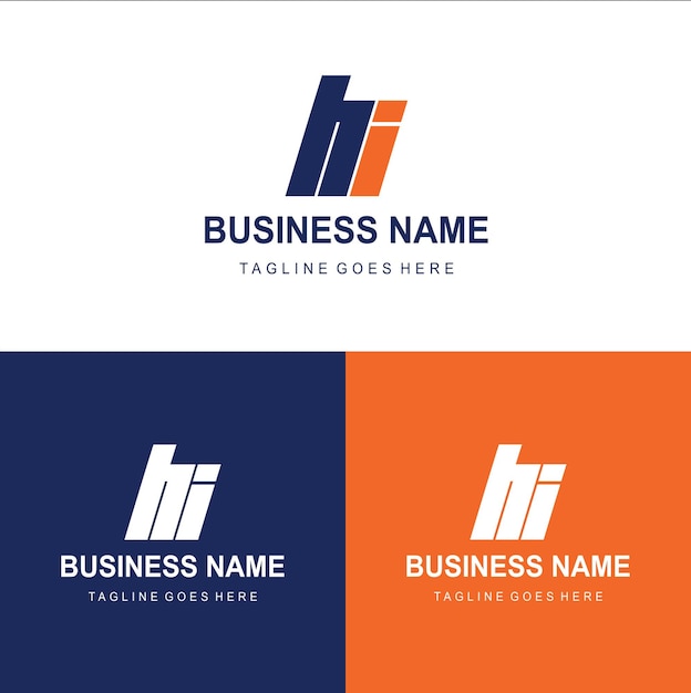 vector h i or ih letter logo design with vector image