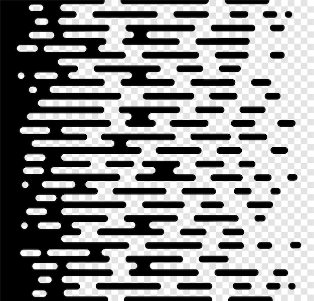 Vector halftone transition abstract wallpaper pattern seamless black and white irregular rounded lin