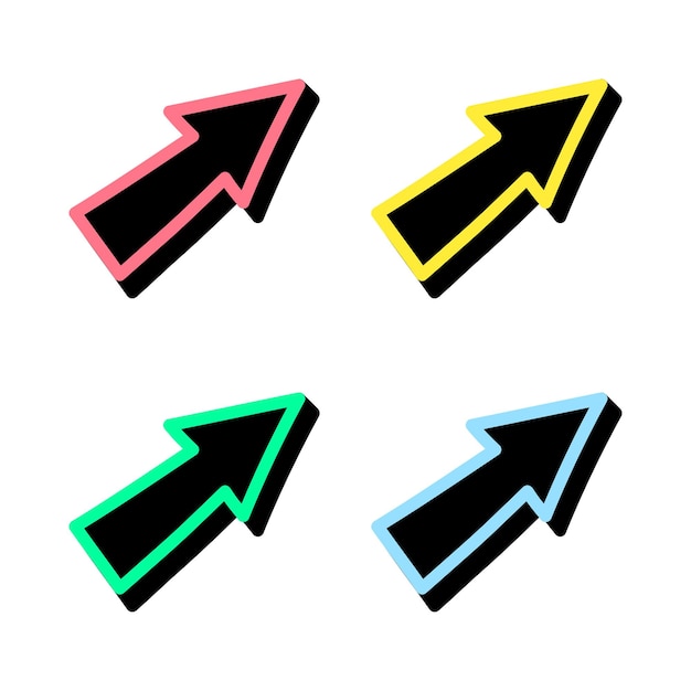 Vector Hand Drawn Arrow Pointing Icon In Multiple Color
