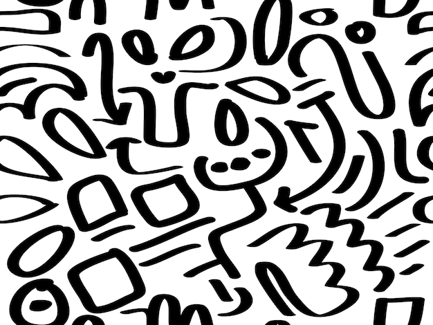 vector hand drawn doodles abstract seamless pattern isolated white background