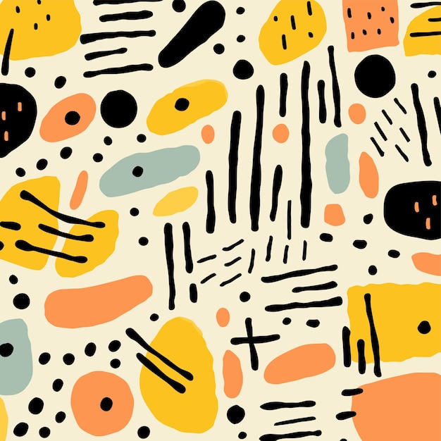 Vector hand drawn flat design abstract doodle pattern