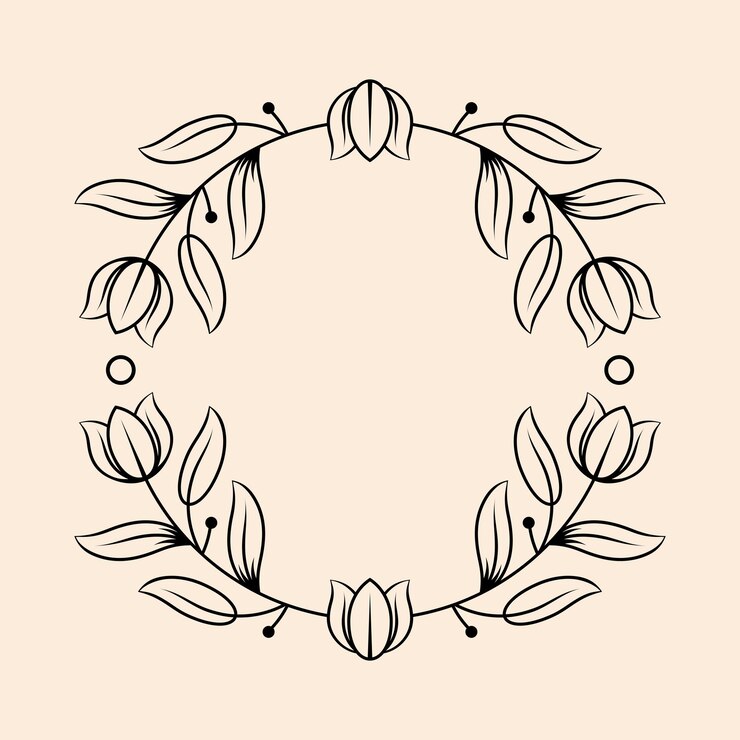 vector hand drawn floral frame