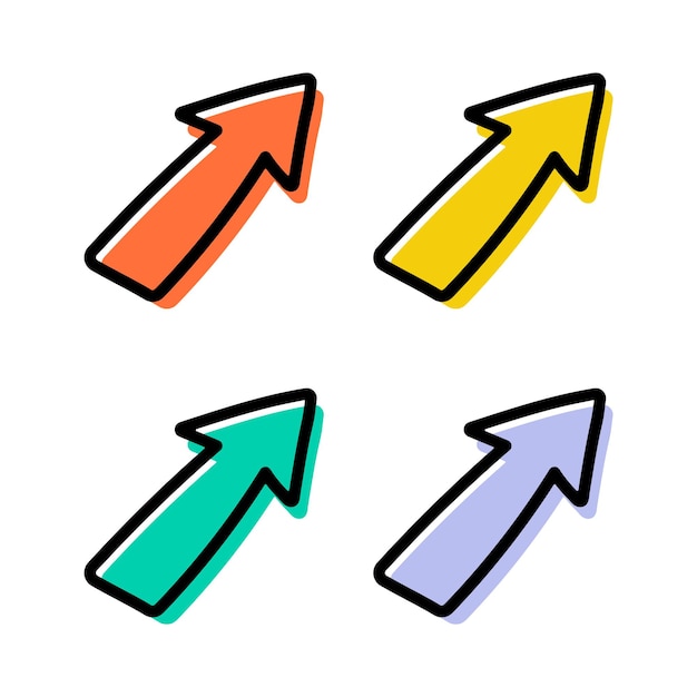 Vector Hand Drawn Pop Arrow Icon Set In Multiple Color
