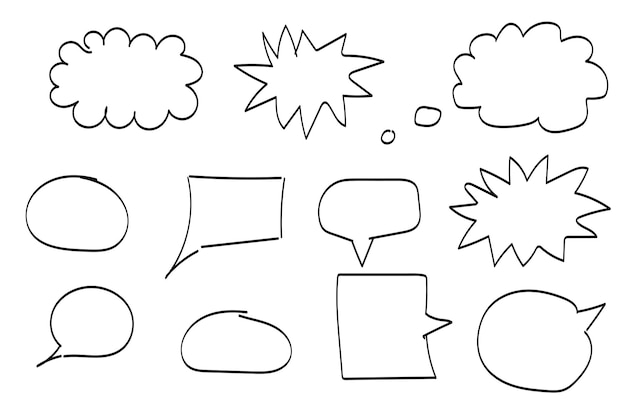vector hand drawn speech bubble set scribble transparent background