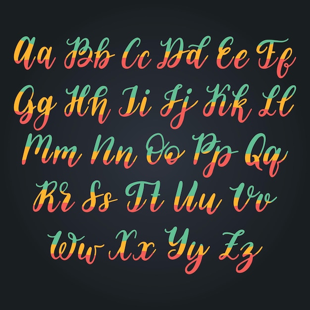 Vector hand lettering alphabet. Calligraphy font letters on white background.