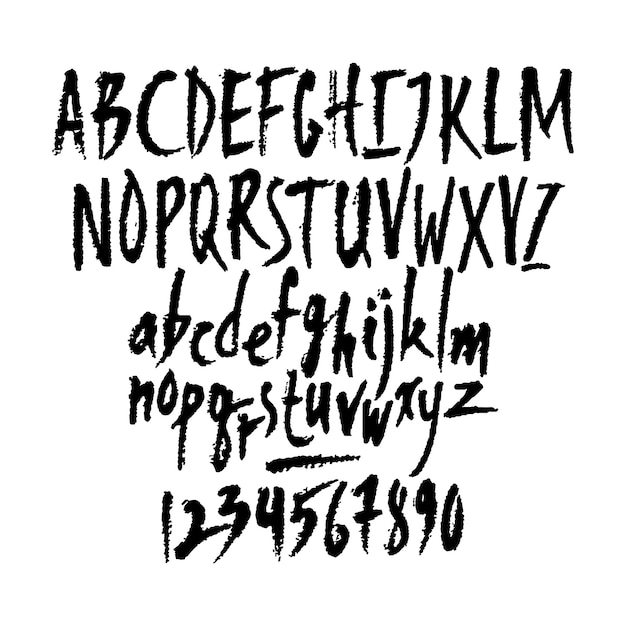 Vector Hand Written Latin Letters and Numbers