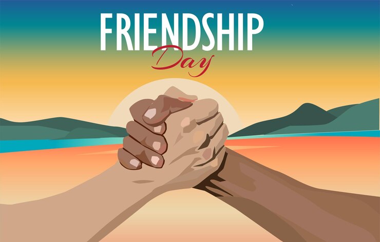 Vektör vector hands of a pair of friends shaking hands each other celebrate friendship day