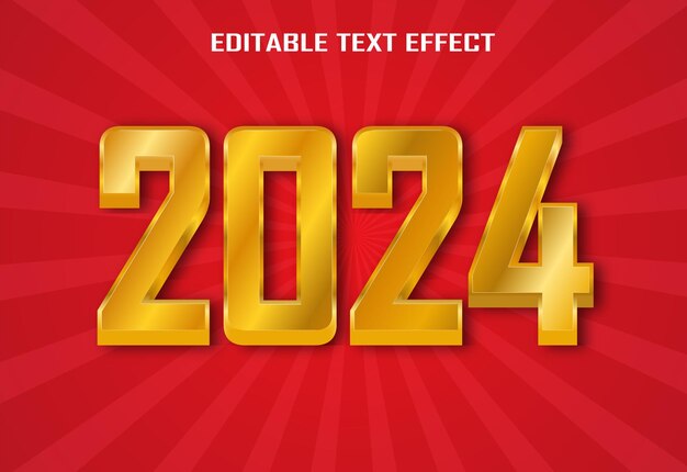 Vector happy new year 2024 3d editable text effect design