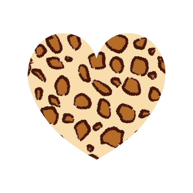 vector heart with leopard print texture pattern