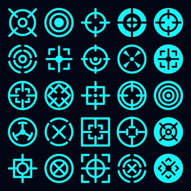 Vector Hitech symbols technology futuristic cyberpunk style design element