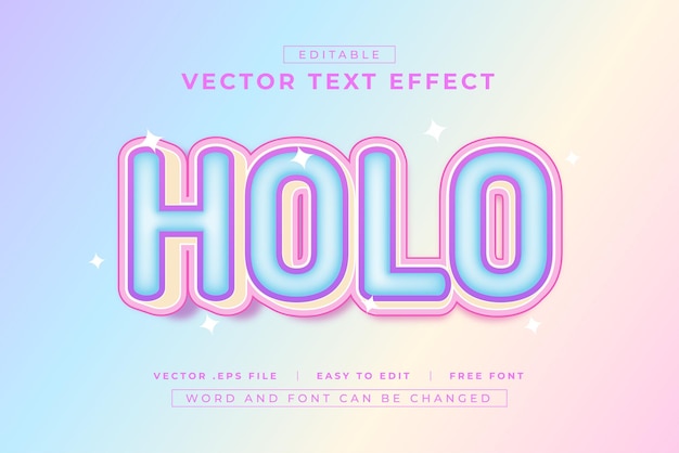 Vector holographic 3d editable text effect