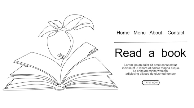 vector icon concept. i like reading. continuous line drawing