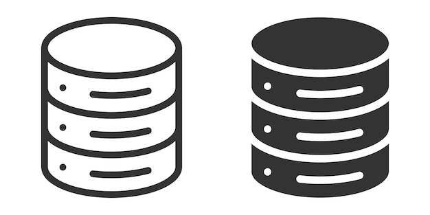 vector icon of a database stack in two color variations representing data storage servers or technology ideal for it and tech concepts