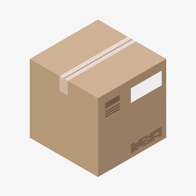 Vector icon of brown isometric box with a tape