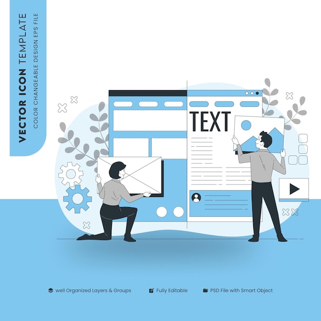 Vector Icon Template with Color Changeable Design for Website Layout