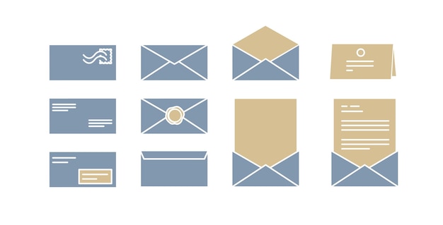 Vector icons for computer envelopes with letters