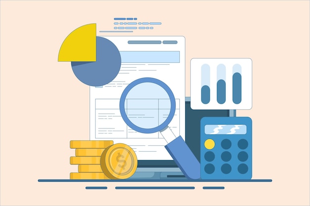 vector illustration about Business Profit and Loss Report Concept or Business Data Analysis