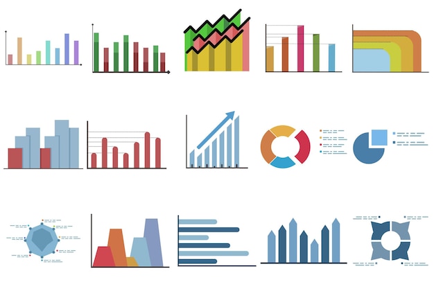 vector illustration about collection of business graphs or infographic Charts
