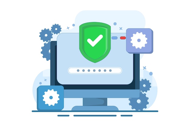 vector illustration about Computer security concept or Device security for Privacy access