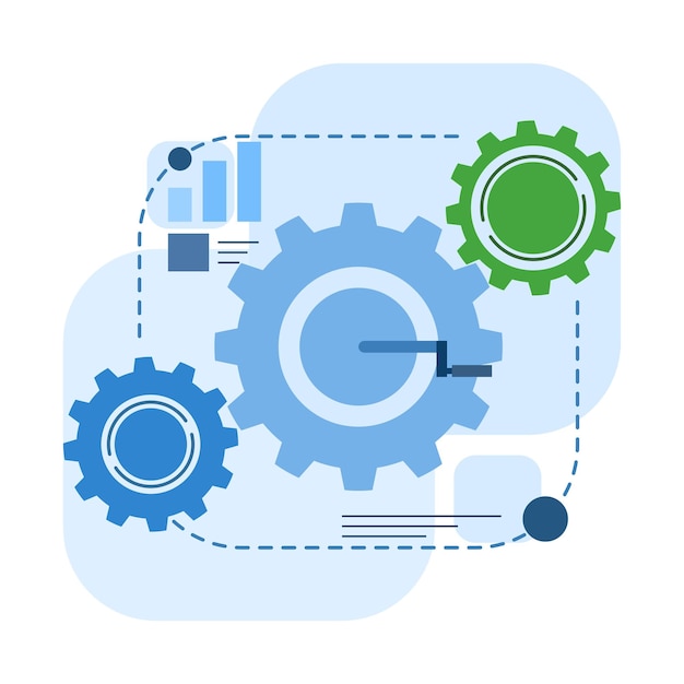 vector illustration about concept of business workflow or work process gears