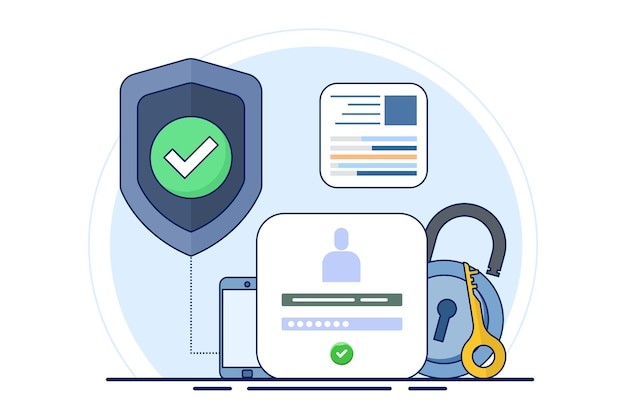 vector illustration about concept of online authentication or strong password for cyber security
