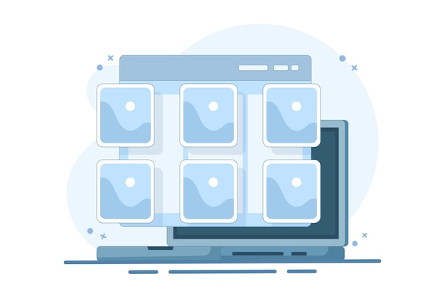 vector illustration about Concept Photo album online and digital gallery or electronic photographic