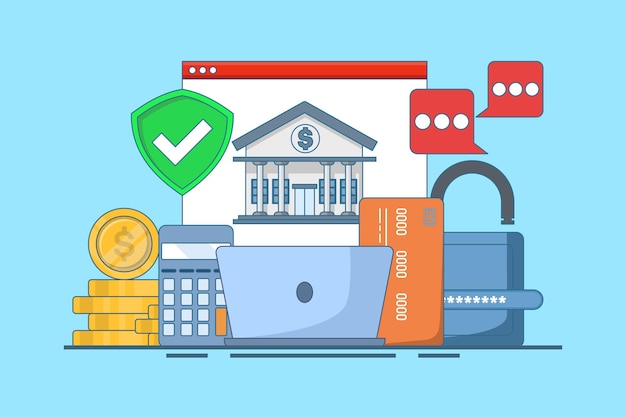 vector illustration about Online banking and mobile payments concept or Digital wallet