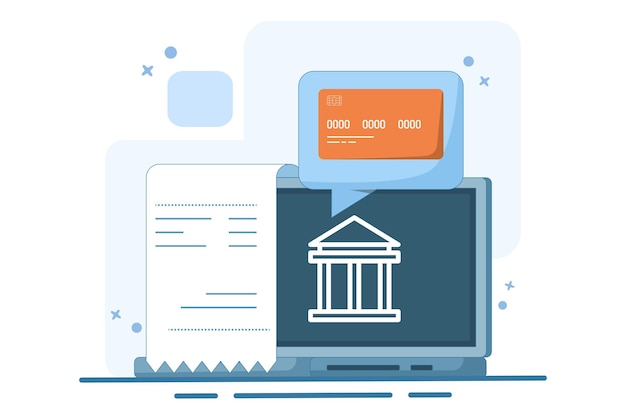 vector illustration about online payment concept on computer or paying big bill via payment card