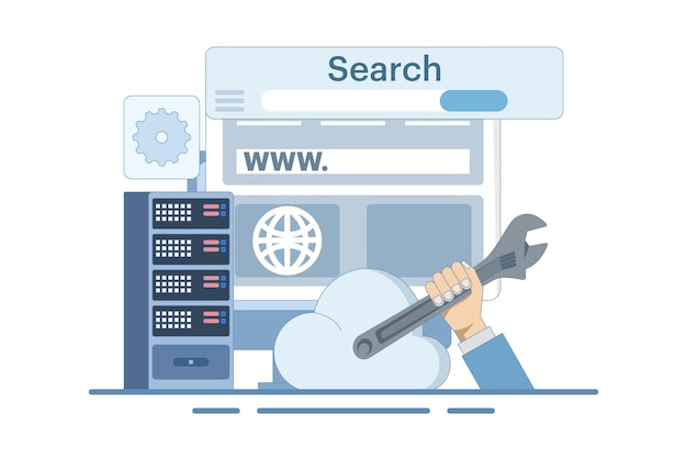 vector illustration about website repair and maintenance concept or website development