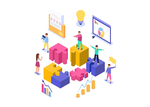 vector illustration business teamwork concept cartoon flat style