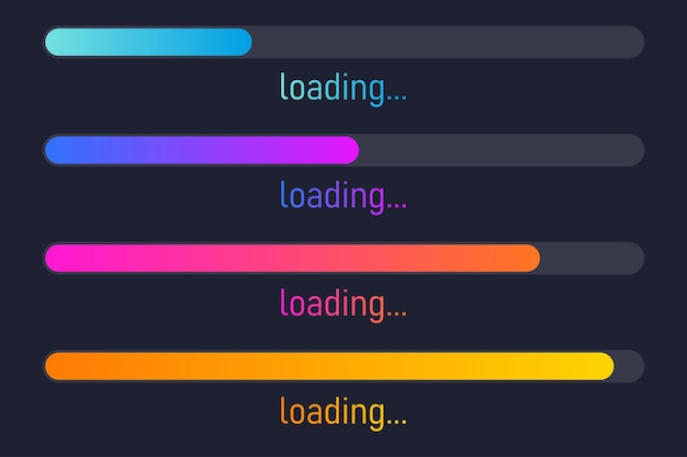 Vector illustration Colorful set of loading strips Collection of modern web elements