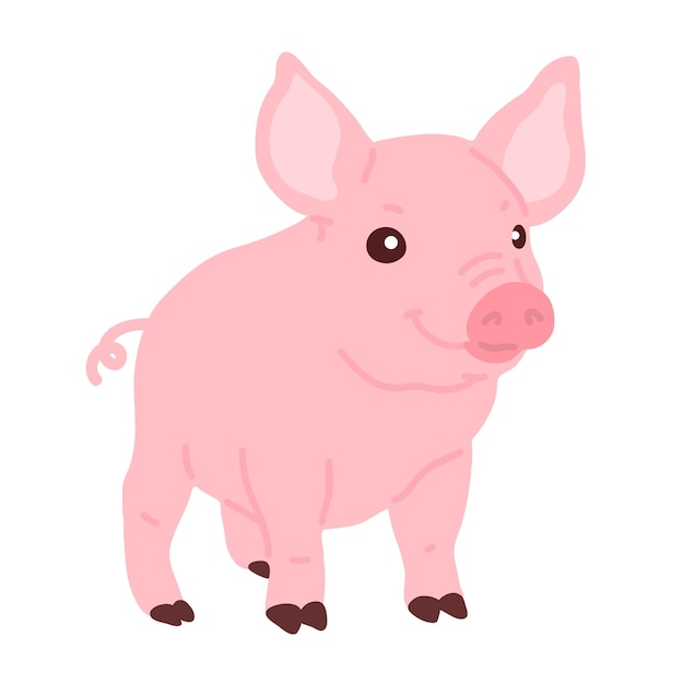 vector illustration cute doodle pig for digital stampgreeting cardstickericondesign