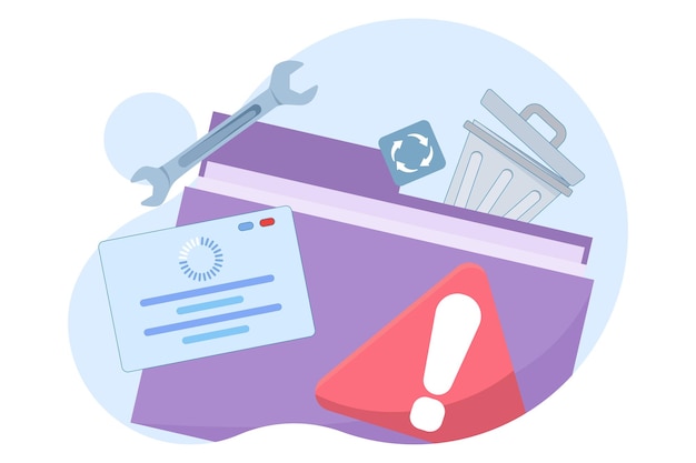 vector illustration Data Recovery Concept or data storage backup or hardware disk repair service