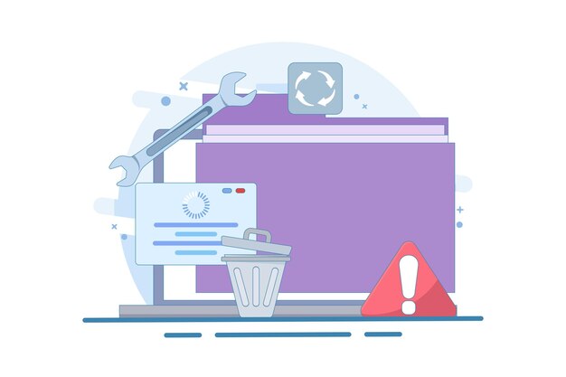 vector illustration Data Recovery Concept or data storage backup or hardware disk repair service