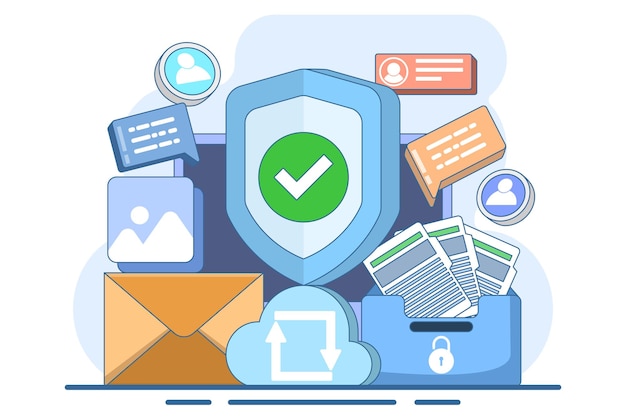 vector illustration Database protection concept or Privacy data protection or Internet security