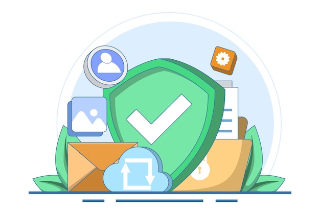 vector illustration Database protection concept or Privacy data protection or Internet security