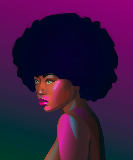 vector illustration depiction of a girl with dark skin