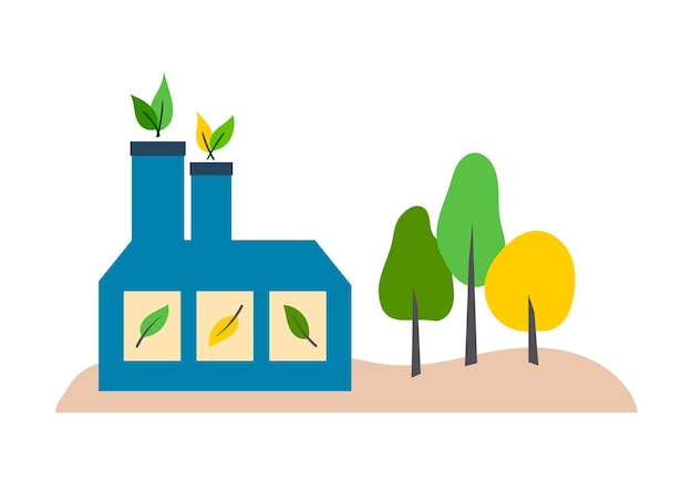 Vector illustration ecofriendly enterprise factory isolated element on a white background