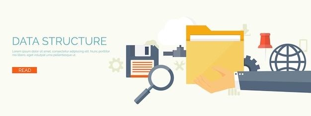 Vector illustration flat background computing cloud technology data migration