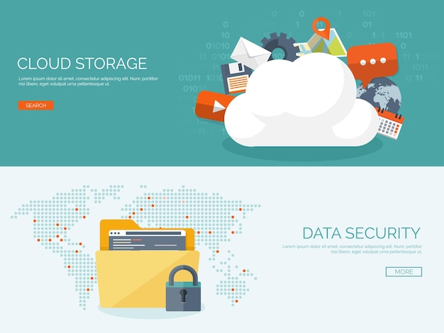 vector illustration flat cloud computing background data storage network technology multimedia