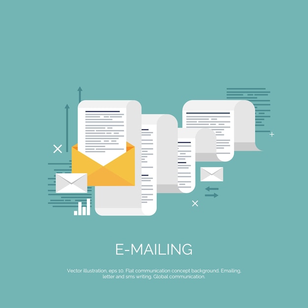 Vector illustration flat emailing background email global communication social network