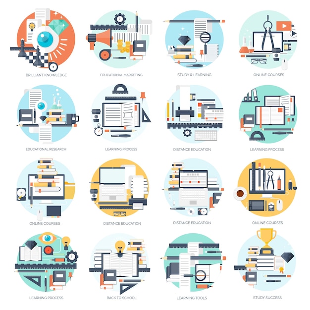vector illustration flat medical backgrounds set health care first aid research cardiology medicine