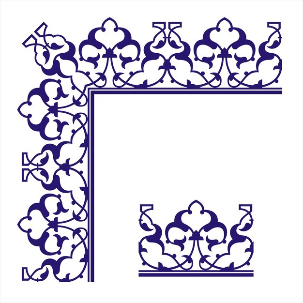 Vector illustration for design of corner border frame and edge border Elements in arabic style